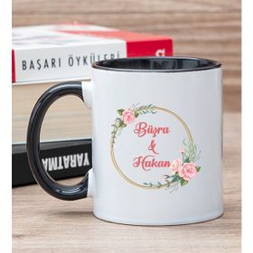 Hediye Dükkanı Kişiye Özel İki İsimli Çifltere Özel Siyah Kupa Bardak