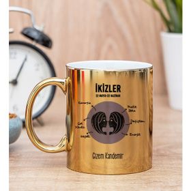 Hediye Dükkanı Kişiye Özel İkizler Burcuna Gold Kupa Bardak