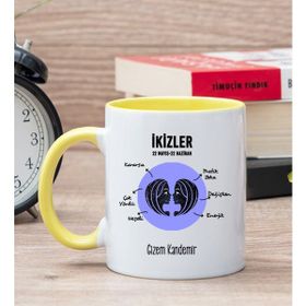 Hediye Dükkanı Kişiye Özel İkizler Burcuna Hediye Sarı Kupa Bardak