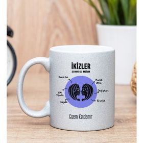 Hediye Dükkanı Kişiye Özel İkizler Burcuna Hediye Silver Kupa Bardak