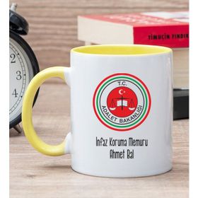 Hediye Dükkanı Kişiye Özel İnfaz Koruma Memuru Baskılı Sarı Kupa Bardak