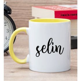 Hediye Dükkanı Kişiye Özel İsim Yazılı Sarı Kupa Bardak