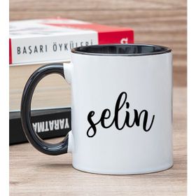 Hediye Dükkanı Kişiye Özel İsim Yazılı Siyah Kupa Bardak