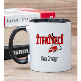Hediye Dükkanı Kişiye Özel İtfaiyeci Siyah Kupa Bardak