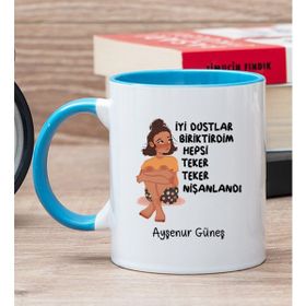 Hediye Dükkanı Kişiye Özel İyi Dostlar Biriktirdim Mavi Kupa