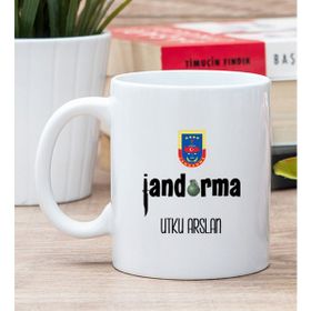 Hediye Dükkanı Kişiye Özel Jandarma Baskılı Beyaz Kupa Bardak