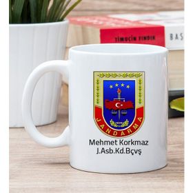 Hediye Dükkanı Kişiye Özel Jandarma Baskılı Logolu Beyaz Kupa Bardak