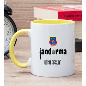 Hediye Dükkanı Kişiye Özel Jandarma Baskılı Sarı Kupa Bardak