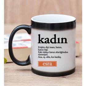 Hediye Dükkanı Kişiye Özel Kadın Kelimesi için Anlam Baskılı Sihirli Kupa Bardak