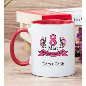Hediye Dükkanı Kişiye Özel Kadınlar Günü Hediyesi Kırmızı Kupa