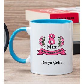 Hediye Dükkanı Kişiye Özel Kadınlar Günü Hediyesi Mavi Kupa