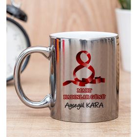Hediye Dükkanı Kişiye Özel Kadınlar Günü Hediyesi Silver Kupa Bardak