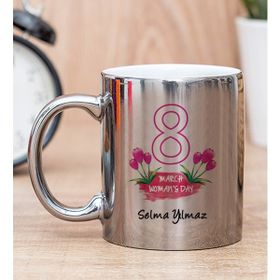 Hediye Dükkanı Kişiye Özel Kadınlar Günü Hediyesi Silver Kupa Bardak