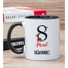 Hediye Dükkanı Kişiye Özel Kadınlar Gününe Özel Siyah Kupa Bardak