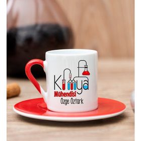 Hediye Dükkanı Kişiye Özel Kimya Mühendisi Kırmızı Türk Kahvesi Fincanı