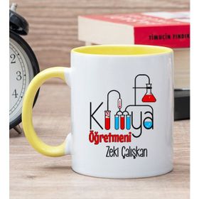 Hediye Dükkanı Kişiye Özel Kimya Öğretmeni Sarı Kupa Bardak