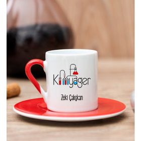 Hediye Dükkanı Kişiye Özel Kimyager Kırmızı Türk Kahvesi Fincanı