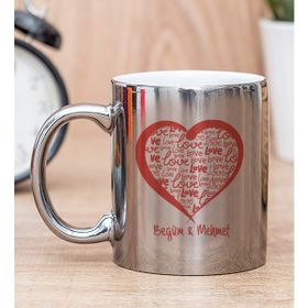 Hediye Dükkanı Kişiye Özel Kişiye Özel Kalpli Silver Kupa Bardak