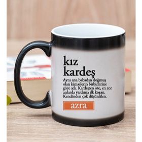 Hediye Dükkanı Kişiye Özel Kız Kardeş Kelimesi için Anlam Baskılı Sihirli Kupa Bardak
