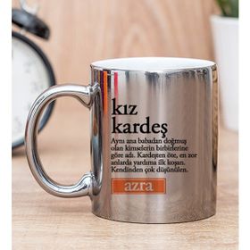 Hediye Dükkanı Kişiye Özel Kız Kardeş Kelimesi için Anlam Baskılı Silver Kupa Bardak