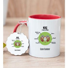 Hediye Dükkanı Kişiye Özel Koç Burcuna Hediye Kırmızı Kupa Bardak