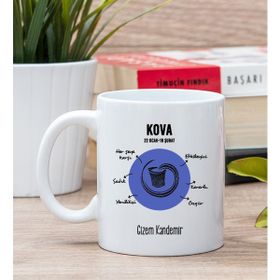 Hediye Dükkanı Kişiye Özel Kova Burcuna Beyaz Kupa Bardak