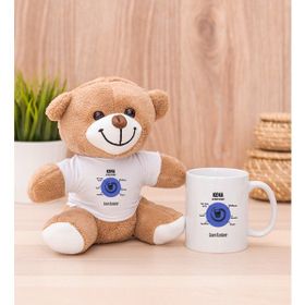Hediye Dükkanı Kişiye Özel Kova Burcuna Hediye Beyaz Kupa Bardak ve Peluş Ayıcık