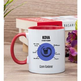 Hediye Dükkanı Kişiye Özel Kova Burcuna Hediye Kırmızı Kupa Bardak