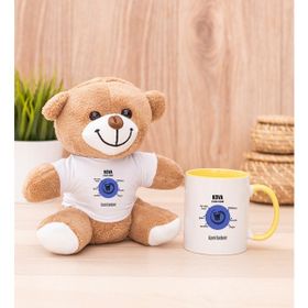 Hediye Dükkanı Kişiye Özel Kova Burcuna Hediye Sarı Kupa Bardak ve Peluş Ayıcık