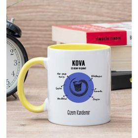 Hediye Dükkanı Kişiye Özel Kova Burcuna Hediye Sarı Kupa Bardak