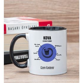 Hediye Dükkanı Kişiye Özel Kova Burcuna Hediye Siyah Kupa Bardak