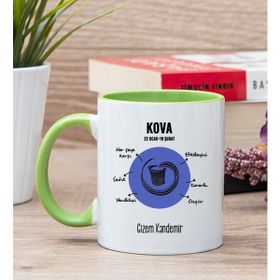 Hediye Dükkanı Kişiye Özel Kova Burcuna Hediye Yeşil Kupa Bardak