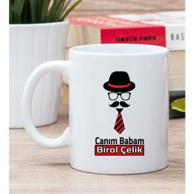 Hediye Dükkanı Kişiye Özel Kravat Tasarım Babaya Hediye Beyaz Kupa Bardak