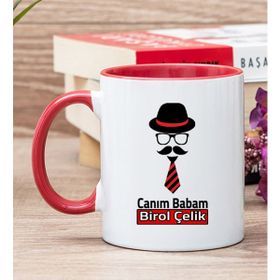 Hediye Dükkanı Kişiye Özel Kravat Tasarım Babaya Hediye Kırmızı Kupa