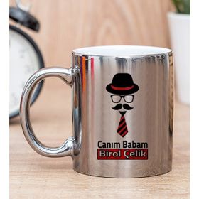 Hediye Dükkanı Kişiye Özel Kravat Tasarım Babaya Hediye Silver Kupa Bardak