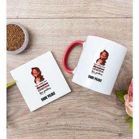 Hediye Dükkanı Kişiye Özel Kudurtayım Diye Tasarım Esprili Kırmızı Kupa Bardak ve Bardak Altlığı