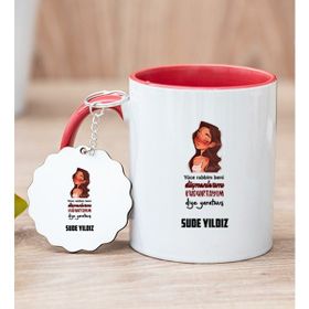 Hediye Dükkanı Kişiye Özel Kudurtayım Diye Tasarım Esprili Kırmızı Kupa Bardak
