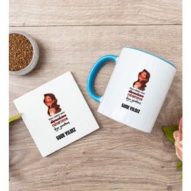 Hediye Dükkanı Kişiye Özel Kudurtayım Diye Tasarım Esprili Mavi Kupa Bardak ve Bardak Altlığı