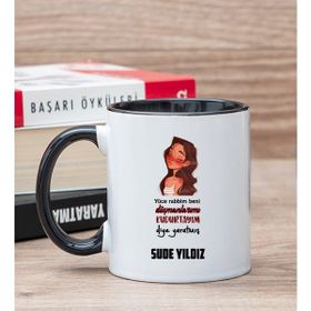 Hediye Dükkanı Kişiye Özel Kudurtayım Diye Tasarım Esprili Siyah Kupa Bardak