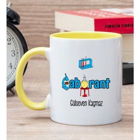Hediye Dükkanı Kişiye Özel Laborant Sarı Kupa Bardak