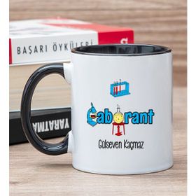 Hediye Dükkanı Kişiye Özel Laborant Siyah Kupa Bardak
