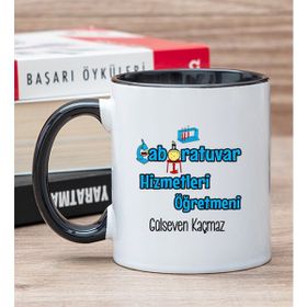 Hediye Dükkanı Kişiye Özel Laboratuvar Hizmetleri Siyah Kupa Bardak