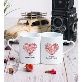 Hediye Dükkanı Kişiye Özel Love Tasarım Hediyelik İkili Sevgili Kupası