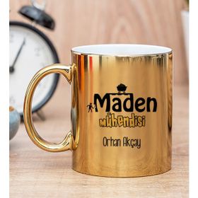 Hediye Dükkanı Kişiye Özel Maden Mühendisi Gold Kupa Bardak