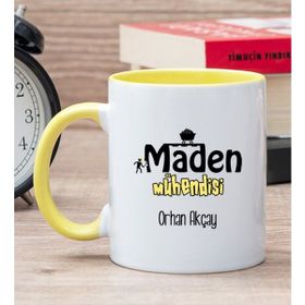 Hediye Dükkanı Kişiye Özel Maden Mühendisi Sarı Kupa Bardak