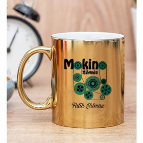 Hediye Dükkanı Kişiye Özel Makine Mühendisi Gold Kupa Bardak