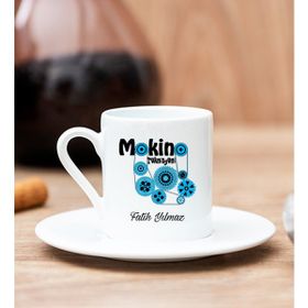 Hediye Dükkanı Kişiye Özel Makine Teknisyeni Beyaz Türk Kahvesi Fincanı