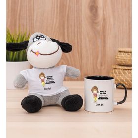 Hediye Dükkanı Kişiye Özel Maske İşi İyi Oldu Tasarım Esprili Siyah Kupa Bardak ve Peluş Eşek Seti
