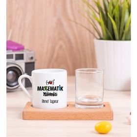 Hediye Dükkanı Kişiye Özel Matematik Mühendisi Ahşap Sunumlu Türk Kahvesi Fincanı