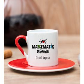 Hediye Dükkanı Kişiye Özel Matematik Mühendisi Kırmızı Türk Kahvesi Fincanı